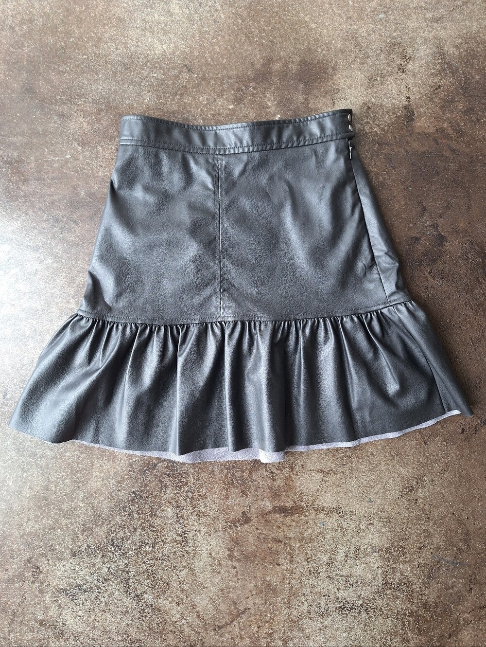 H&M PU Leather Ruffle Hem Mini Skirt - Women Small